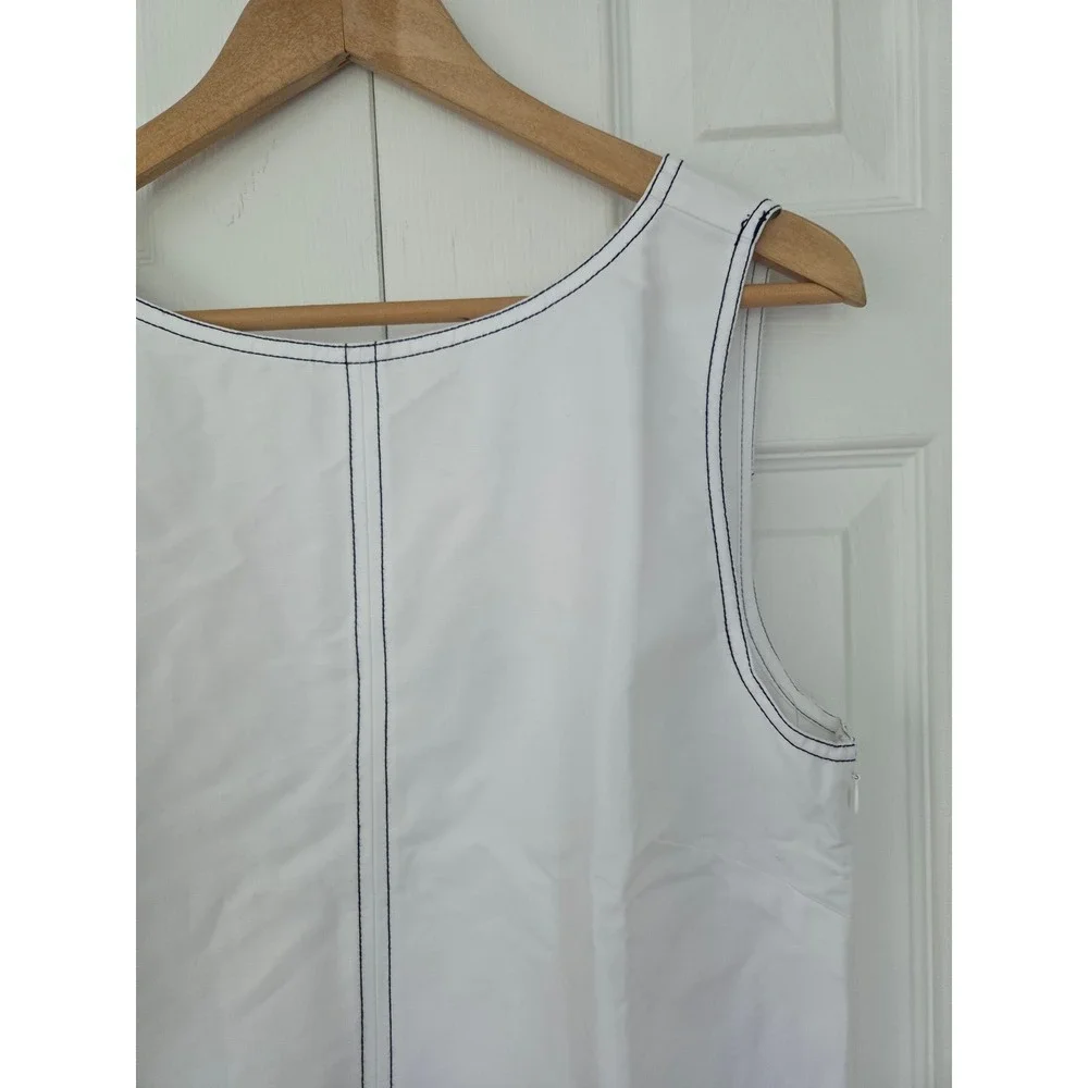 J. Crew Shell Top Contrast-stitch Cotton Poplin Women 14 White NWT $98 CV049